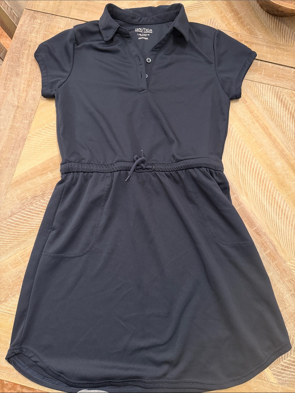 Nautica girls navy Polo Uniform Drawstring Dress, with pockets!